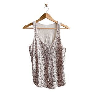 Express Womens Dreamweight Cotton Sequin Tank Tops Scoop Neck Beige Medium